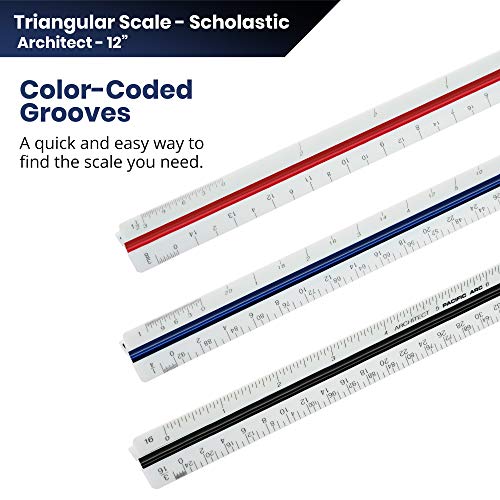 Pacific Arc Metric Scholastic Scale Ruler, Scaled: 1:100,200,250,300,400,500