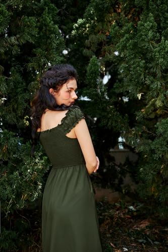 Corset Dress for Women Sleeveless Renaissance Dress Midi Ladies Summer Dresses Army Green S