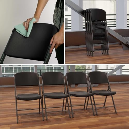 Lifetime 80187 Commercial Grade Folding Chair, 4 Pack, Black