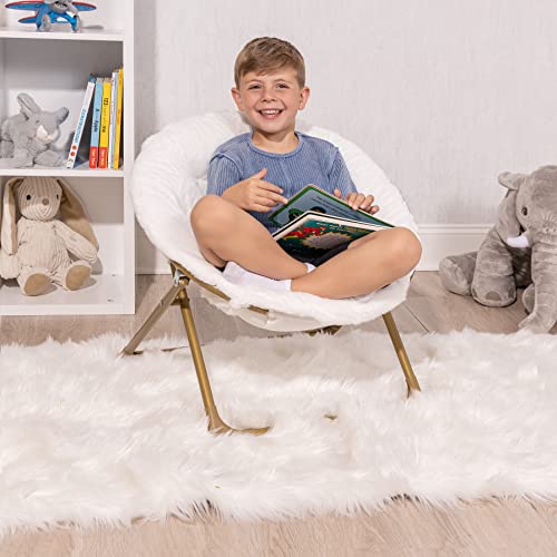 Milliard Mini Cozy Chair for Kids, Sensory Faux Fur Folding Saucer Chair for Toddlers, Black