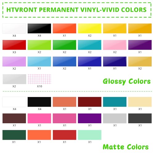HTVRONT Permanent Vinyl for Cricut Machine - 68 Pack 12" x 12" Permanent Adhesive Vinyl Sheets, Permanent Vinyl Bundle for Craft Projects, Adhesive Vinyl Bundle for Cricut, Silhouette Cameo, etc.