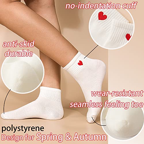 CHUNFO Cute Heart White Red Crew Women Socks Frilly Fun Bear Pattern Long Ankle Novelty Aesthetic Girls Sock 4 & More Pairs