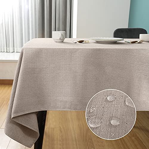 SEASHORE TREE Rectangle Tablecloth Water and Wrinkle Resistant Washable Faux Linen Table Cloth Decorative Fabric Table Cover for Kitchen Dining Party Buffet Wedding Camping(55 x 95, Taupe Gray)