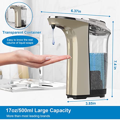 PZOTRUF Automatic Soap Dispenser,Touchless Dish Soap Dispenser 17oz/500ml with Upgraded Infrared Sensor, 5 Adjustable Soap Dispensing Levels, Liquid Hand soap Dispenser for Bathroom & Kitchen