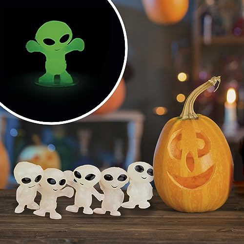 Glow in the Dark Alien Figurines for Kids - 25 Pcs Small Halloween Party Favors Fillers Goodie Bag Classroom Prizes Pinata Stuffers Halloween Toys Bulk Gifts for Kids - Vending Machine Toy Easter Toys