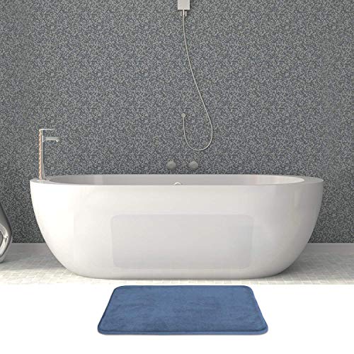 AOACreations Memory Foam Bath Rug, Bathroom Mat Set of 3, Soft, Plush, Absorbent, Low Pile, Includes 1 Large 20" x 32", 1 Contour 20" x 20", 1 Small 16" x 24" (Blue Grey)