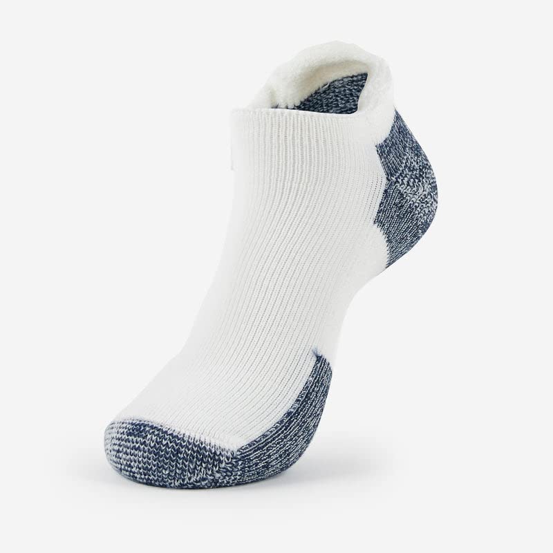 thorlos unisex adult Max Cushion J Rolltop Running Socks, White/Navy (6 Pairs), Large-I US