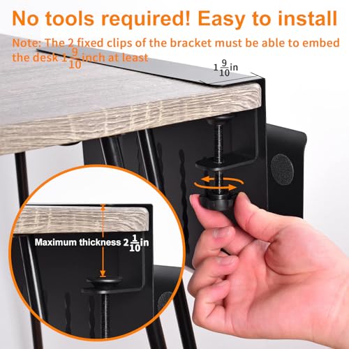 LUKETURE Desk Side Storage, Under Desk Storage, Steel Desk Hanging Organizer, Laptop Holder, with Pen Holder, No Drill Side Desk Organizer, Desk Storage Holder for Office and Home