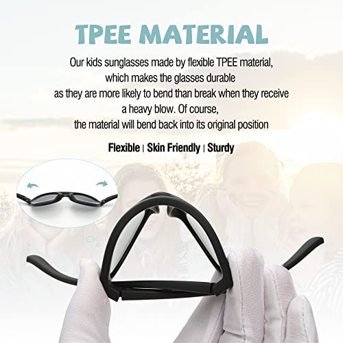 DUCO Sunglasses for Kids Boys Girls UV Protection Vintage Flexible Safety Polarized Sun Glasses with Strap DK030