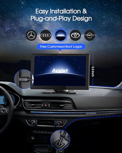 9'' Wireless Apple Carplay Screen for Car & Android Auto with 4K Dash Cam, Portable Car Stereo, 1080P Backup Camera, GPS Navigation, Car Audio Receivers Bluetooth, Mirror Link, Voice Control