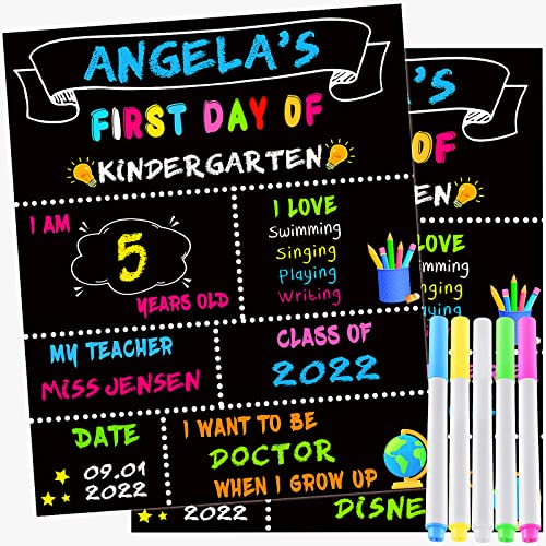 14 Pack First Day and Last Day of School Board Signs- Include 5 Markers - 12" x 10" Back to School Chalkboard Sign for Kids, Double Sided First 1st Day Photo Prop Sign for Preschool/Kindergarten