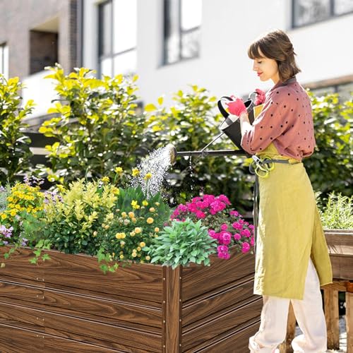 SnugNiture 4x2x2FT Raised Garden Bed Galvanized Planter Garden Boxes Outdoor, Deep Root Planter Raised Bed for Vegetables Flowers Herbs,Brown