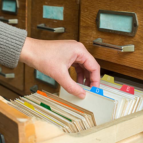 Lewtemi 50 Pcs Index Card Dividers 4 x 6 Inch Index Card Dividers with Tabs Guides with 2 Pcs Alphabet Number Stickers for Office Recipe Business (Assorted Color)