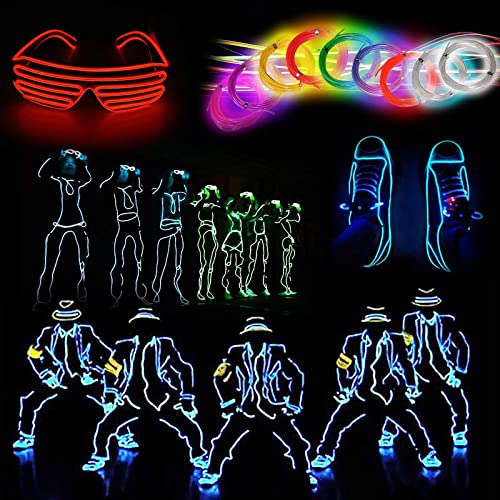 lychee 9ft EL Wire Neon Glowing Strobing Electroluminescent Light El Wire w/Battery Pack for Parties, Halloween Decoration (Pink)