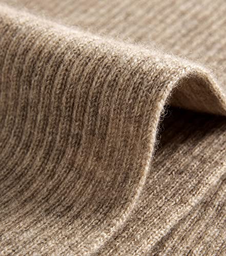 Lallier Cashmere Wool Scarf, Ultra Soft Classic Ribbed Solid Color Winter Scarf for Men and Women with Gift Box, Camel