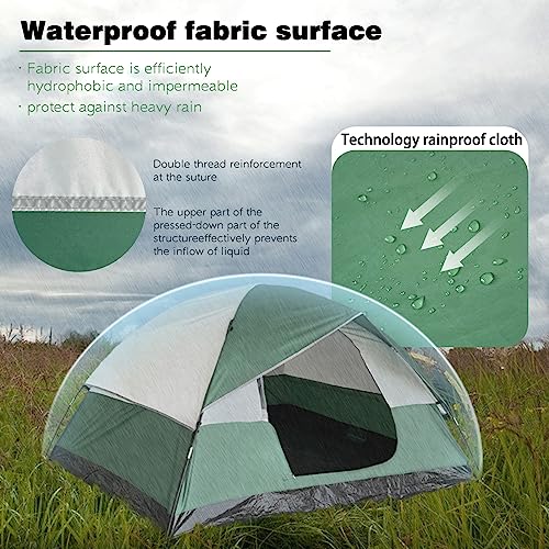 Suzhi 6/8 Person Tents for Camping Waterproof, 8 Man Tent 2 Room Tents for Camping Family Camping Tents Tall Tents Two Sides Large Mesh Windows, 2 Wider Doors, Portable with Carry Bag