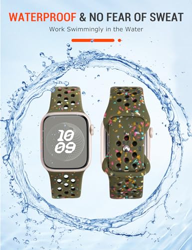 W-RARA Sport Band Compatible with Apple Watch Band 38mm 40mm 41mm 42mm 44mm 45mm 49mm for Women Men, made from Recycled Plastic - Soft Breathable Strap for iWatch Series SE 9 8 7 6 5 4 3 2 1 Ultra 1 2