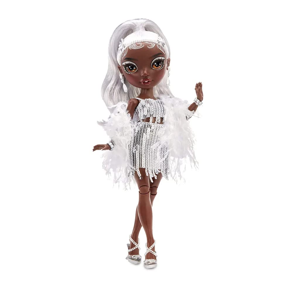 Rainbow High Rainbow Vision Rainbow Divas- Ayesha Sterling (Silver) Posable Fashion Doll with 2 Designer Outfits to Mix & Match + Vanity Playset, Great Toy Gift for Kids 6-12 Years Old & Collectors