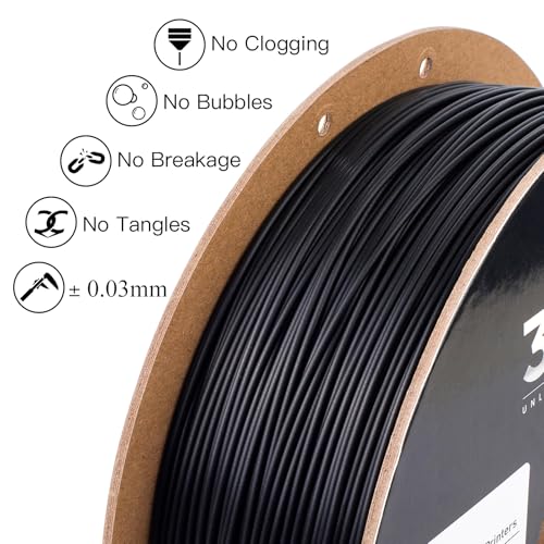 INLAND 2 Pack PLA 3D Printer Filament - 3D Printing PLA Filament Bundle 1.75mm, Dimensional Accuracy +/- 0.03mm - 2kg Cardboard Spool (4.4lbs), Black PLA