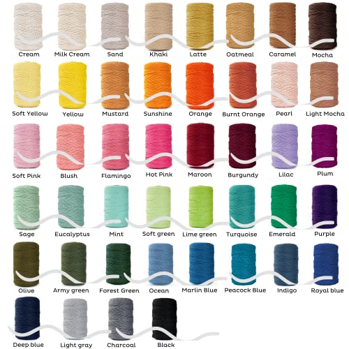 Nook Theory Cotton 4mm Macrame Cord 109 Yards - 3mm 5mm Soft Macrame Rope Perfect for Knots - Supplies for Wall Hangers & Boho Decorations - Cotton String (Forest Green 4mm)
