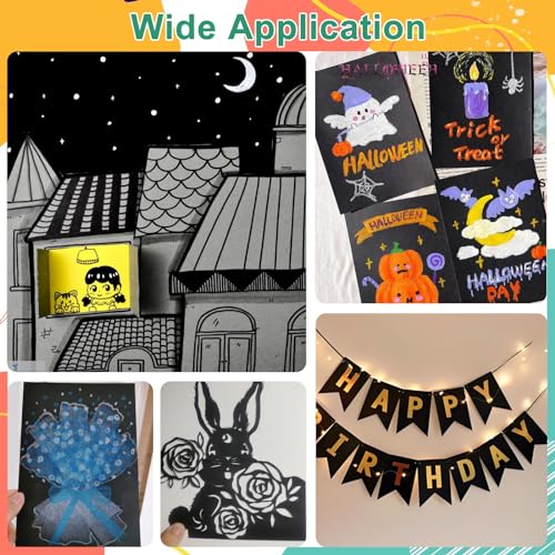50 Sheets Black Cardstock Paper, Colored Printer Paper 8.5 x 11, Thick Construction Paper for Cards Making, Scrapbook,Office Printing, Invitations, Certificates,DIY Crafting 92 lb/250gsm