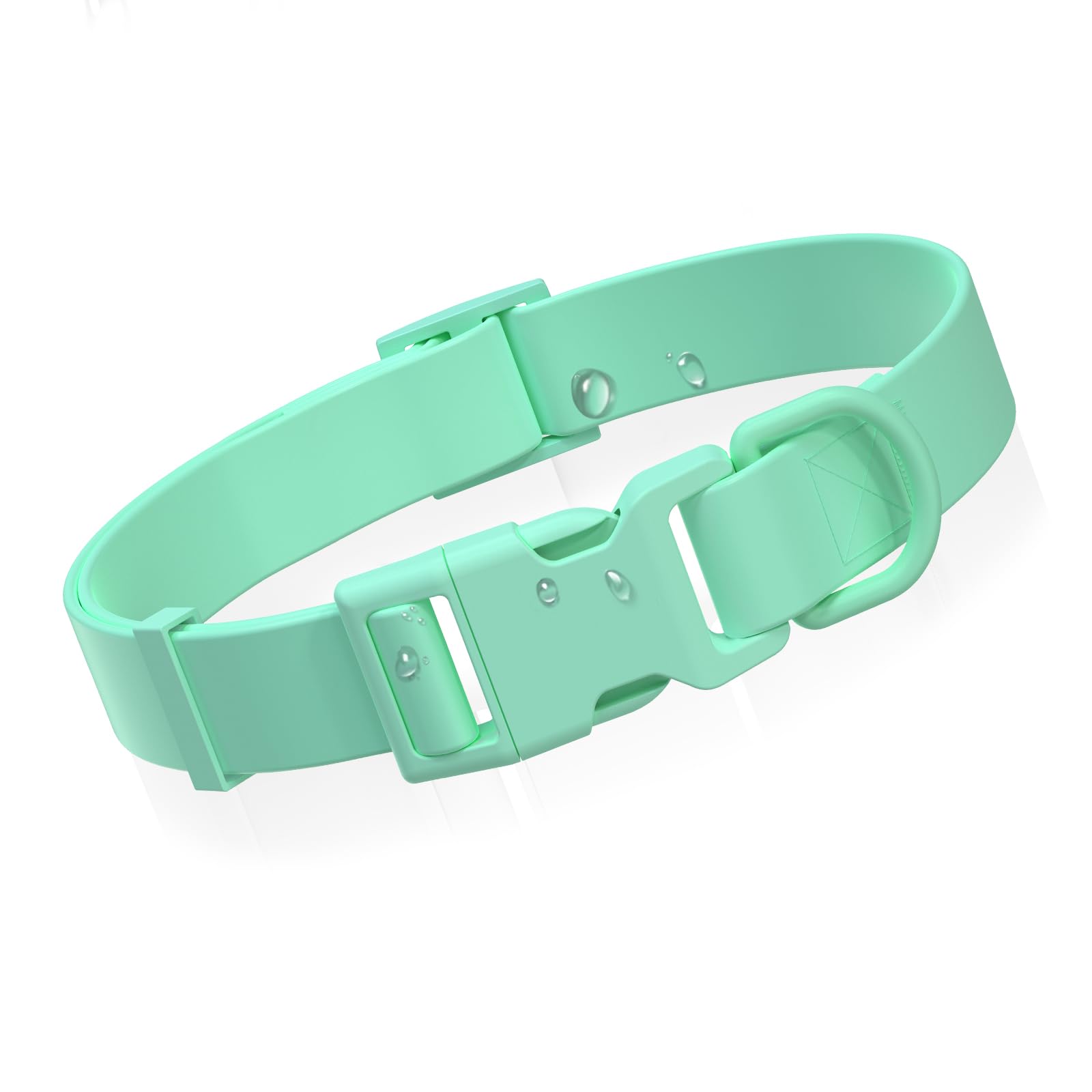 Waterproof Dog Collar, Rubber Adjustable Collars with Quick Release Buckle, Odor-Resistant, Easy to Clean Pet Collars for Small Medium or Large Dogs (Turquoise, L 15.4-24.8 inch)