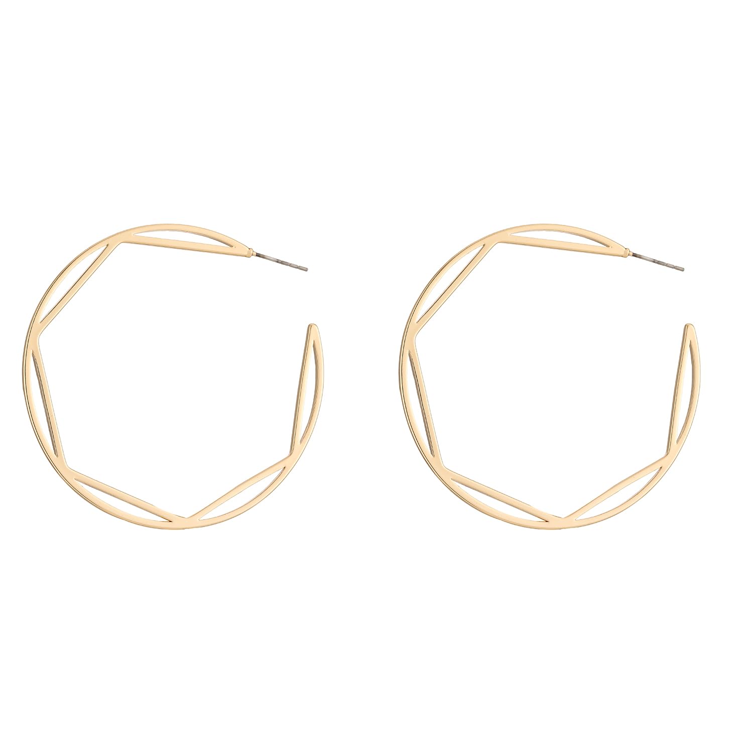 Upowka Gorgeous Gold Plated Geometric Earrings Statement Gold Hoop Earrings Great Accessory for Any Occasion