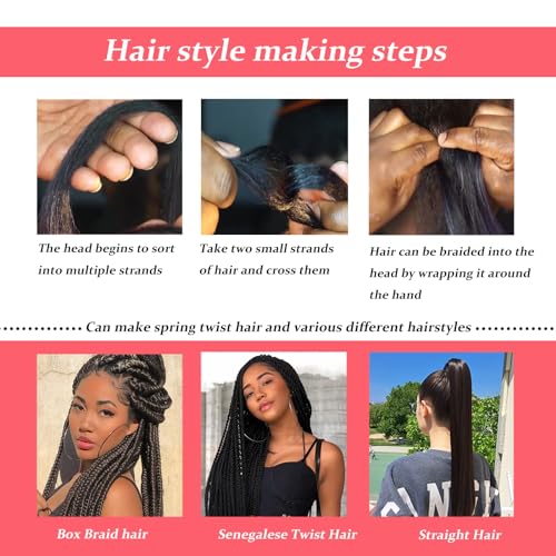 Xtrend 3 Pcs Braiding Hair Crochet Braids Hair 24 Inch Synthetic Jumbo Box Braids Hair Extension for Women 100g/pc (3 Pieces,Black+Dark Brown+Light Brown#)