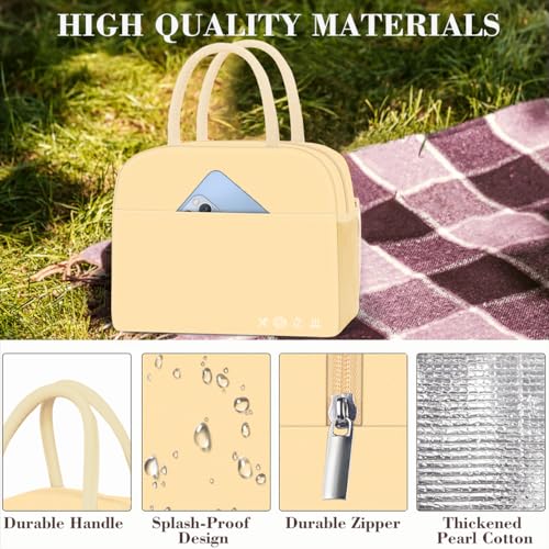 KUBYA Lunch Bag Women, Lunch Box for Women Men Insulated Reusable Lunch Bag Large Capacity Lunch Tote Bag Lunch Container for Office Work Picnic Beach or Travel(Purple Flower)