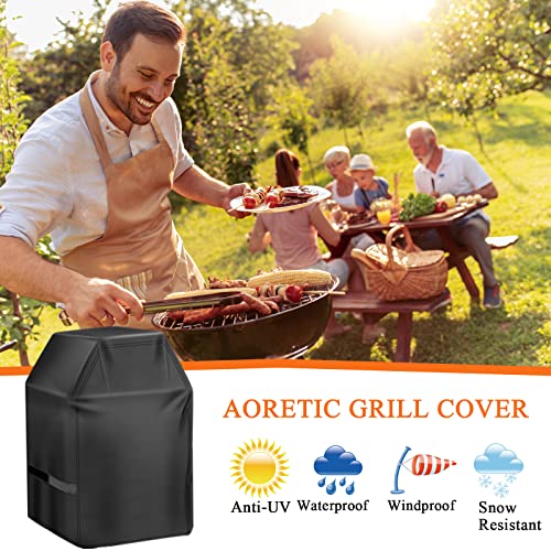 Aoretic Grill Cover, 32 inch Heavy Duty BBQ Gas Grill Cover for Outdoor Grill, Charbroil Grill Cover Barbecue Waterproof for Weber Char-Broil Monument, Dyna-glo Nexgrill,T-Spun Polyester