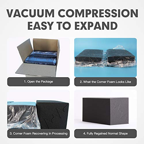 24 Pack Sound Proof Foam Panels for Wall,Self Adhesive Acoustic Panels,12" X 12" X 1.2" Egg Crate Soundproof Wall Panels for Studio,Room Acoustic Treatment Foam,Sound Absorbing Foam Black