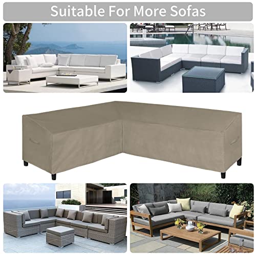 Easy-Going Patio V-Shaped Sectional Sofa Cover, Waterproof Outdoor Sectional Cover,Heavy Duty Garden Furniture Cover with Air Vent 70" L (on Each Side) x 33.5" D x 31" H, Camel
