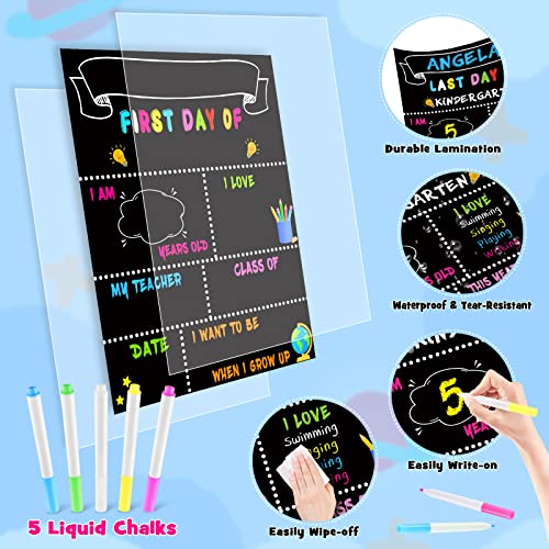 14 Pack First Day and Last Day of School Board Signs- Include 5 Markers - 12" x 10" Back to School Chalkboard Sign for Kids, Double Sided First 1st Day Photo Prop Sign for Preschool/Kindergarten