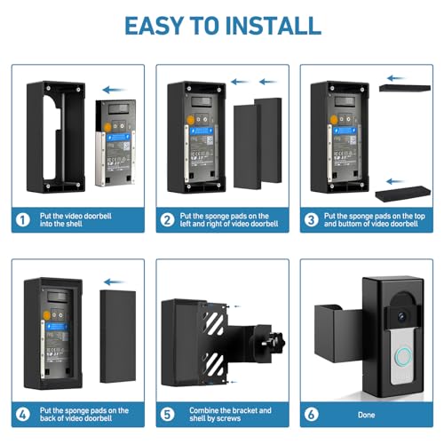 Anti-Theft Video Doorbell Mount, No-Drill Ring Doorbell Holder, Camera Doorbell Door Mount Not Block Sensor, Adjustable Blink Video Doorbell Bracket for Home/Apartment Door
