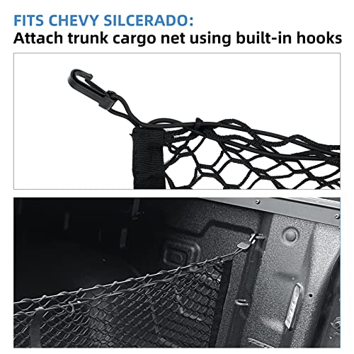 LINKCRO Truck Bed Cargo Net for Pickup Truck Bed - Premium Truck Bed Net for Trunk Organizers and Storage - Trunk Mesh Cargo Net for Chevrolet Silverado, FT150, GMC