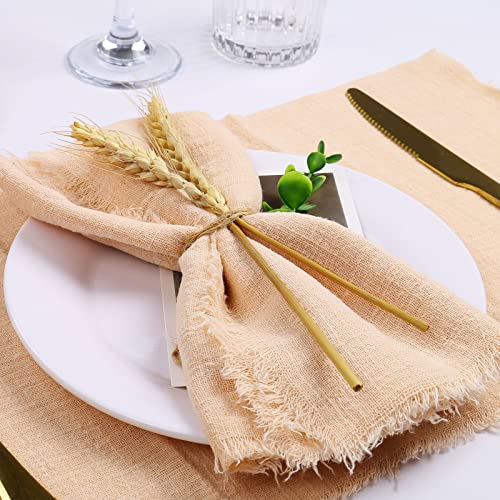 Handmade Cloth Napkins Set of 6, 100% Cotton Dinner Napkins with Fringe, 18 x 18 Inch Reusable Soft Napkins for Party,Weddings,Christmas,Thanksgiving Day,Halloween Celebration(White)
