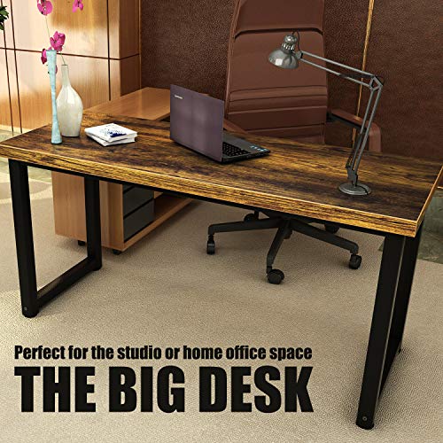 TOPSKY 59" Big Large Computer Office Desk 1.88" Thickness Desktop (Espresso Gray)