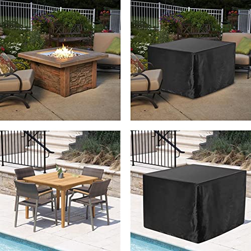 WOMACO Heavy Duty Patio Table Cover, Gas Firepit Cover Waterproof Outdoor Furniture Cover (31" x 31" x 24", Black)