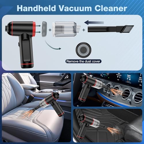 Compressed Air Duster, MARLALL 3 Gear Adjustable Cordless Air Blower & Hand Pump Car Cleaner Portable Rechargeable 100000RPM Mini Handheld Computer Keyboard Duster Cleaner with LED Light