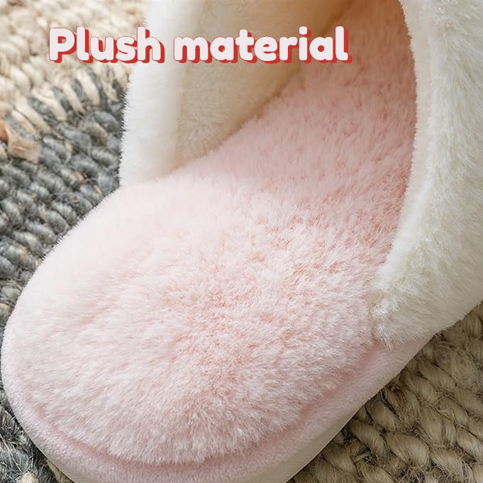 Splendrive Fuzzy Slippers Cute Slippers Soft Plush Animal Slippers Warm Bunny House Slippers (Blue, 4.5)