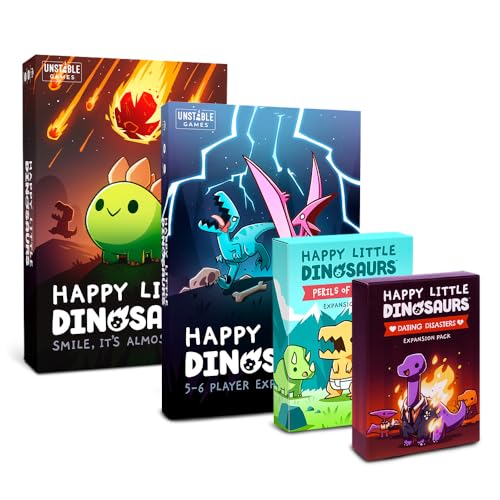 Unstable Games - Happy Little Dinosaurs: 5-6 Player Expansion Pack - Cute card game for kids, teens, & adults - Dodge life’s disasters! - 5-6 players ages 8+ - Great for game night