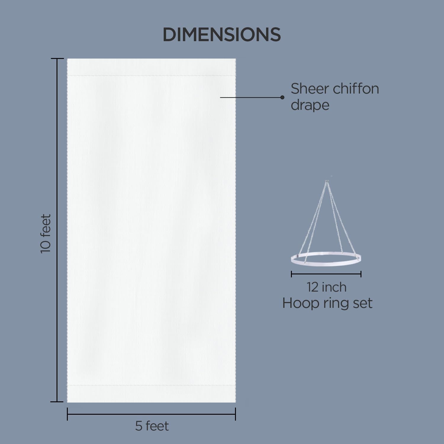 boldworks Ceiling Drapes Hanging Kit with Hoop and 6 Panels 5ftx10ft White Draping Fabric for Wedding Sheer Chiffon Ceiling Drapes for Weddings Arch Decorations Party Events Tent Drapery