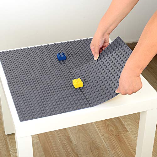 MIMAX Self-Adhesive Baseplates Compatible with DUPLO, Peel-and-Stick Baseplate for DIY Play Table or Wall - 4 Pack (10" x 10") (Beige)