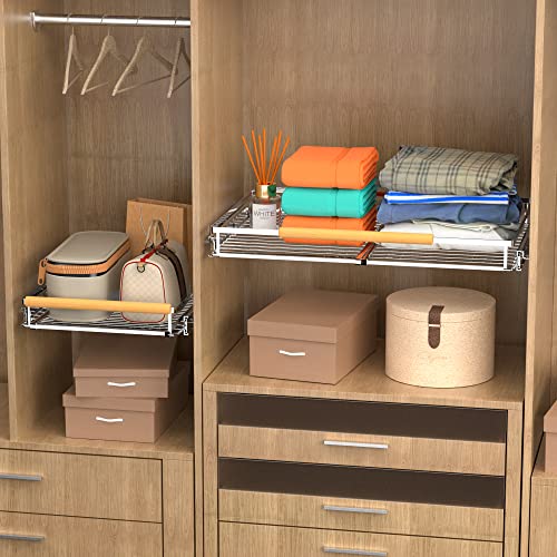 GEDLIRE Expandable Pull Out Cabinet Organizer, Heavy Duty Slide Out Pantry Storage Shelves, Sliding Drawer Organizer Rack for Kitchen Cabinets, Under Sink, Home, 17.1"-28" W x 22.4" D