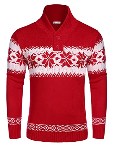 COOFANDY Men's Christmas Sweater Ugly Knitted Xmas Sweaters Casual Snowflake Pullover Knitwear Dark Grey Medium