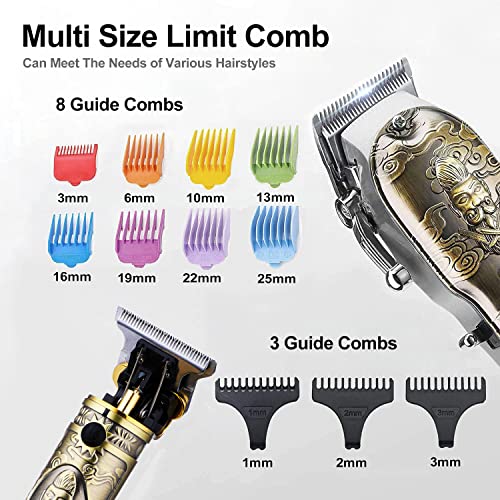 Soonsell Hair Clippers for Men T-Blade Trimmer Set,Man Professional Cordless Barber Clippers Set ,Blade Close Cutting Beard Trimmer ,LCD Display(Gold)
