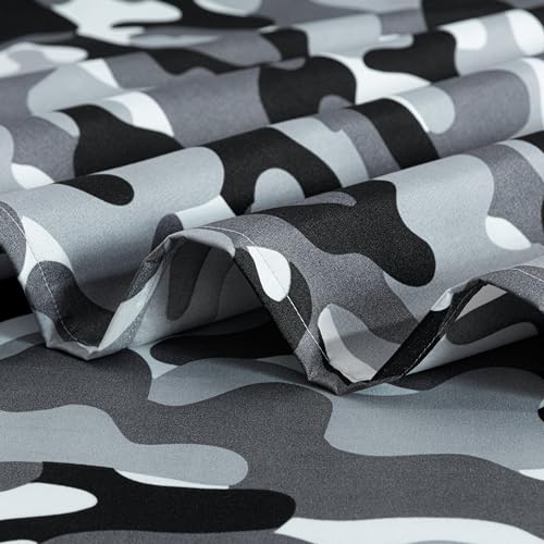 Chezmoi Collection Military Camo 3-Piece Sheet Set - Camouflage Black Gray Printed Microfiber Soft Breathable Deep Pocket Sheets and Pillowcases Set, Twin Size