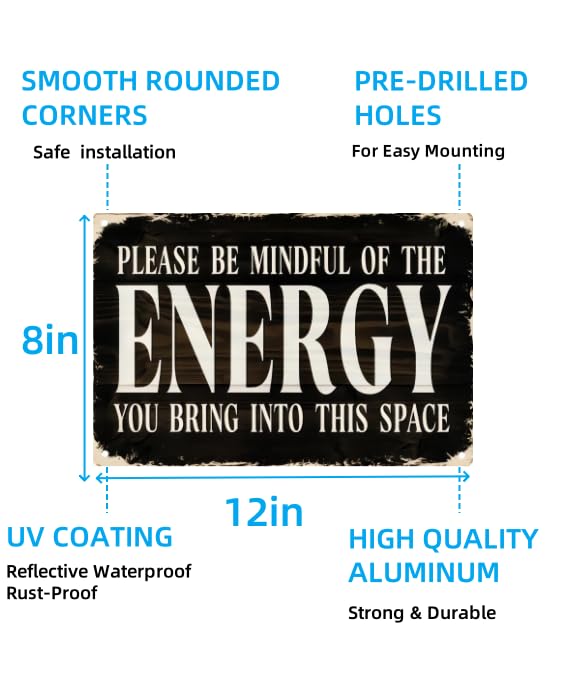 Carastora Vintage Tin Sign - Metal Wall Decor for Home or Yoga Studio, Mindfulness Quote Decor for Entryway, Bedroom or Office, 8x12 Inch