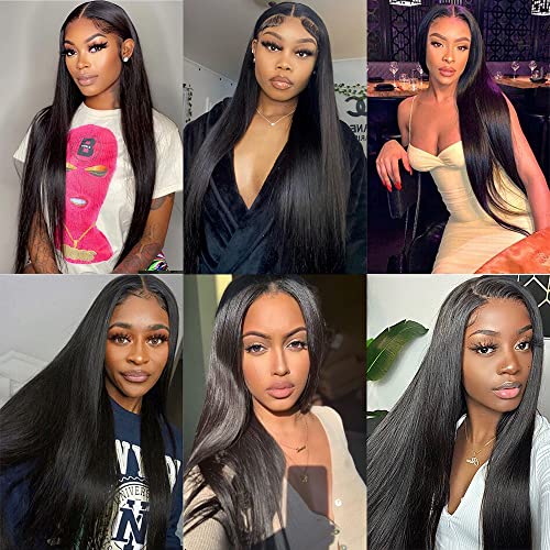 Lysilf Clip in Hair Extensions for Black Women Brazilian Virgin Human Hair Extension Straight 8Pcs Remy Hair Extensions Clip in Human Hair with 18Clips Double Lace Weft 120Gram (12Inch, #1B)