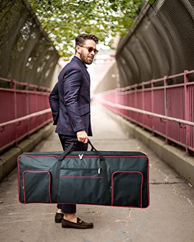 Ruibo 61 Key Keyboard Gig Bag Case,Portable Durable Keyboard Piano Waterproof 600D Oxford Cloth with 10mm Cotton Padded Case Gig Bag 40"x16"x6" / Black+Red